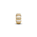 Pandora PANDORA 763785C01 14k Gold-plated clip with zirconia and shimmering white enamel (silicone grip)