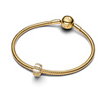 Pandora PANDORA 763785C01 14k Gold-plated clip with zirconia and shimmering white enamel (silicone grip)