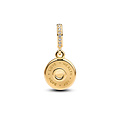 Pandora PANDORA 763787C01 Happy Bday 14k gold-plated dangle with white bioresin man-made mother of perarl and zirconia