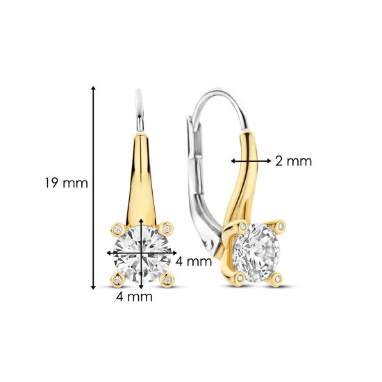 Ti Sento Milano TI SENTO MILANO 78009ZY Zilver gerhodineerde oorhaken met mechaniek, verguld, met zirconia 6 mm