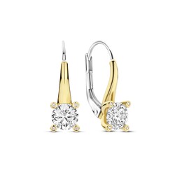 TI SENTO MILANO 78009ZY Zilver gerhodineerde oorhaken met mechaniek, verguld, met zirconia 6 mm