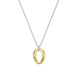 TI SENTO MILANO 34091ZY/42 Zilver gerhodineerd collier met ovale vergulde hanger, oog pavé zirconia's, 42cm