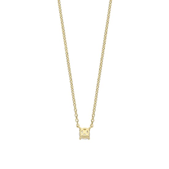 Ti Sento Milano TI SENTO MILANO 34087ZY/42 Zilver verguld collier met soltairhanger zirconia 5mm, 42cm