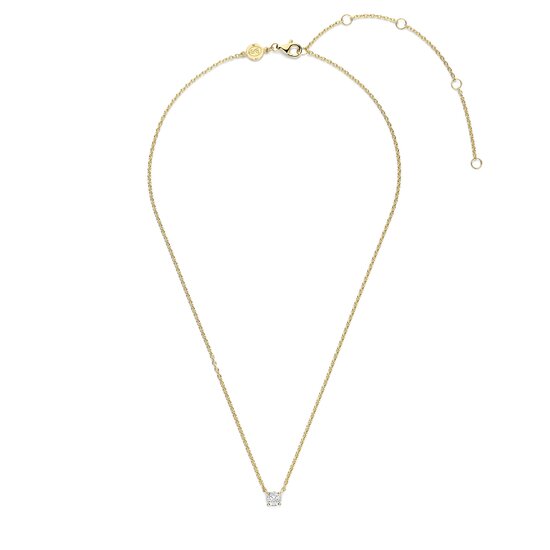 Ti Sento Milano TI SENTO MILANO 34087ZY/42 Zilver verguld collier met soltairhanger zirconia 5mm, 42cm