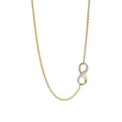 TI SENTO MILANO 34085ZY/43 Zilver verguld collier met vast hanger, infinity, deels pavé zirconia's, 43cm
