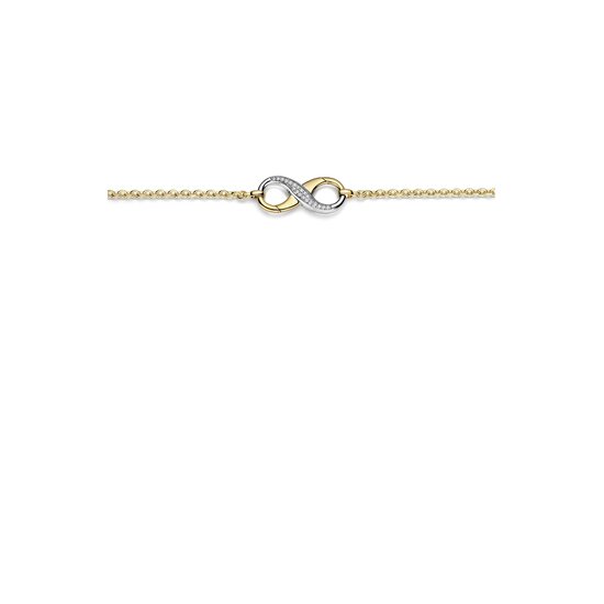 Ti Sento Milano TI SENTO MILANO 34085ZY/43 Zilver verguld collier met vast hanger, infinity, deels pavé zirconia's, 43cm