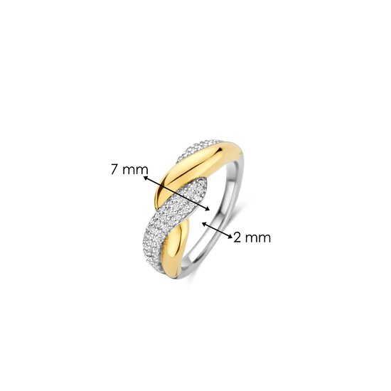 Ti Sento Milano TI SENTO MILANO 12370ZY Zilver gerhodineerde ring, bicolor gevlochten met pavé zirconia's