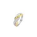 Ti Sento Milano TI SENTO MILANO 12370ZY Zilver gerhodineerde ring, bicolor gevlochten met pavé zirconia's