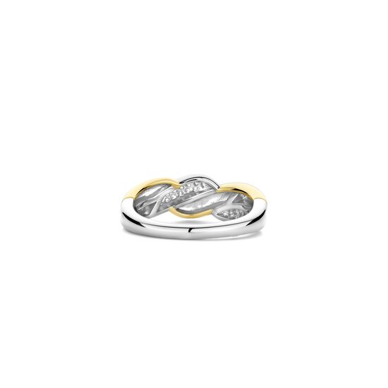 Ti Sento Milano TI SENTO MILANO 12370ZY Zilver gerhodineerde ring, bicolor gevlochten met pavé zirconia's