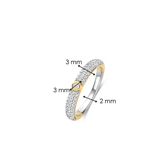 Ti Sento Milano TI SENTO MILANO 12377ZY Zilver gerhodineerde ring, bolle scheen verguld, pavé zirconia's en middensteen