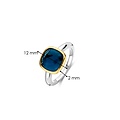 Ti Sento Milano TI SENTO MILANO 12351DB Zilver gerhodineerde ring met donkerblauwe zirconia 10mm in vergulde kast