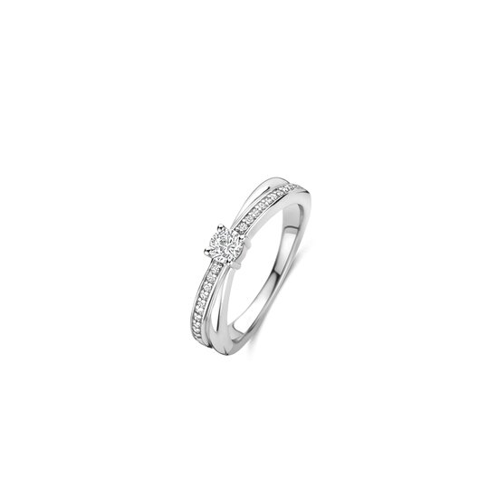 Ti Sento Milano TI SENTO MILANO 12374ZI Zilver gerhodineerde ring, cross-over met scheen pavé zirconia's