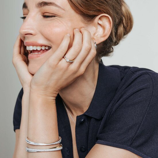 Ti Sento Milano TI SENTO MILANO 12374ZY Zilver gerhodineerde ring, cross-over verguld met scheen pavé zirconia's