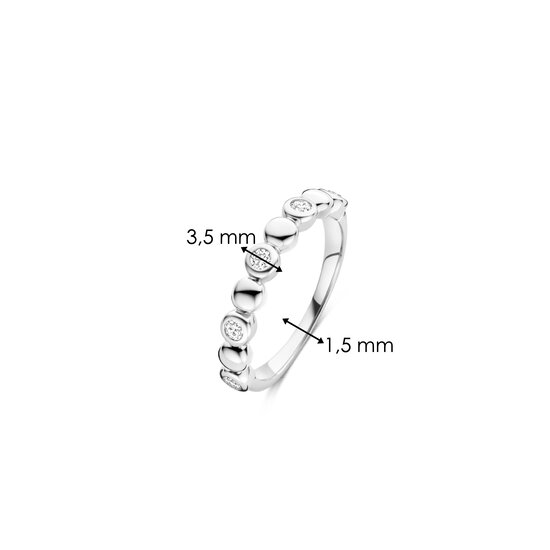 Ti Sento Milano TI SENTO MILANO 12365ZI Zilver gerhodineerde ring, 3.5mm breed, bolletjes en met 5 zirconia's