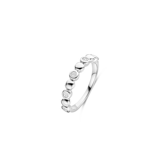 Ti Sento Milano TI SENTO MILANO 12365ZI Zilver gerhodineerde ring, 3.5mm breed, bolletjes en met 5 zirconia's