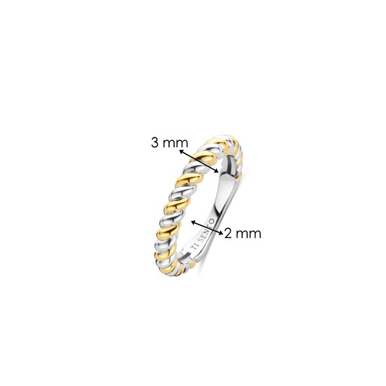 Ti Sento Milano TI SENTO MILANO 12378SY Zilver gerhodineerde ring, bicolar gedraaid, 3mm dik