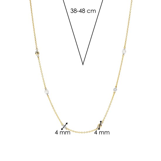 Ti Sento Milano TI SENTO MILANO 34097ZY Zilver verguld ankercollier met bolletje, parel en zirconia's. 42cm