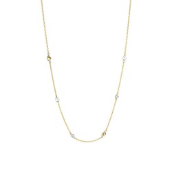 TI SENTO MILANO 34097ZY Zilver verguld ankercollier met bolletje, parel en zirconia's. 42cm