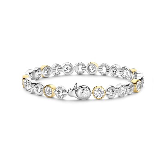Ti Sento Milano TI SENTO MILANO 23054ZY Zilver gerhodineerde armband, ronde, open en dichte schakeltjes, verguld en met zirconia