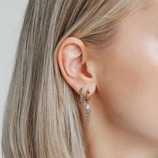 Ti Sento Milano TI SENTO MILANO 78021SY Zilver gerhodineerde klapcreolen, gedraaid met verguld