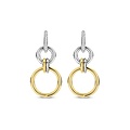 Ti Sento Milano TI SENTO MILANO 78018ZY Zilver gerhodidneerde ovale klapcreolen met zirconia's en zilver + vergulde dubbele ronde oorbedels