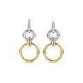 Ti Sento Milano TI SENTO MILANO 78018ZY Zilver gerhodidneerde ovale klapcreolen met zirconia's en zilver + vergulde dubbele ronde oorbedels