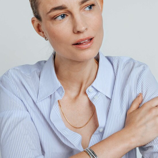 Ti Sento Milano TI SENTO MILANO 34083SY/55 Zilver verguld collier, rond venetiaans met zilveren slot, 55 cm