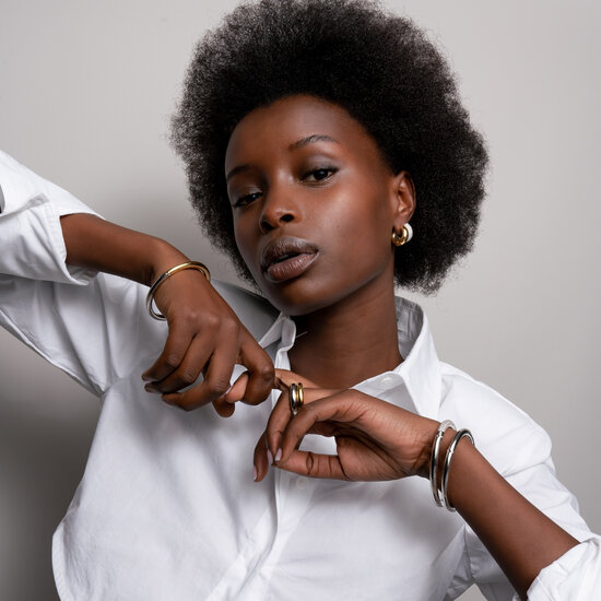 Ti Sento Milano TI SENTO MILANO 23010SY Zilveren vergulden bangle, glad 5 mm, met scharnier, maat M