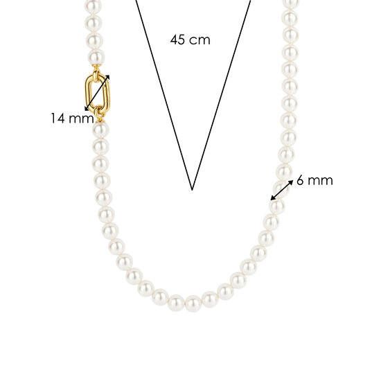 Ti Sento Milano TI SENTO MILANO 34050YP/45 Wit parelcollier, 6 mm parels met vergulde sluiting, 45 cm