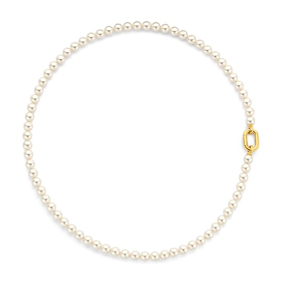 Ti Sento Milano TI SENTO MILANO 34050YP/45 Wit parelcollier, 6 mm parels met vergulde sluiting, 45 cm