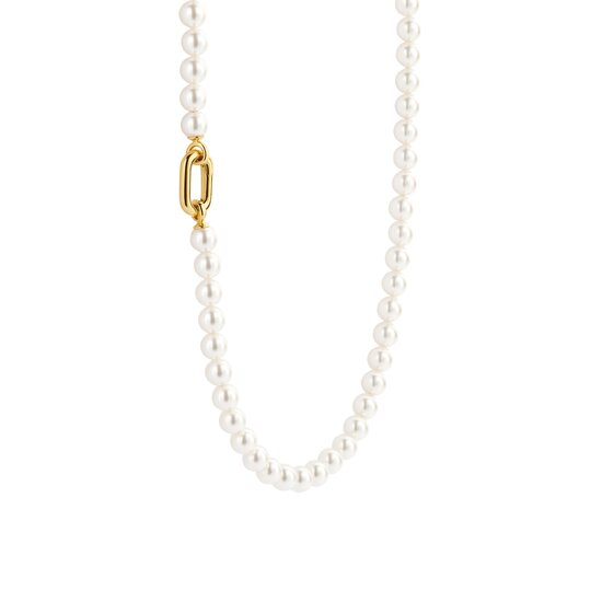 Ti Sento Milano TI SENTO MILANO 34050YP/45 Wit parelcollier, 6 mm parels met vergulde sluiting, 45 cm