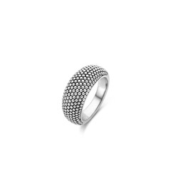 TI SENTO MILANO 12277SI Zilver gerhodineerde ring, breed/bol met bolletjes