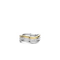 Ti Sento Milano TI SENTO MILANO 12261ZY Zilver gerhodineerde ring, 3-rijig, golvend, 1 rij verguld, 1 glad en 1 pavé zirconia's