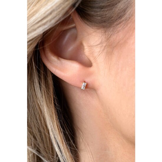 ZINZI GOLD ZINZI GOLD ZGO369 14 krt geelgouden oorknoppen, baguette zirconia, 5x2.7 mm