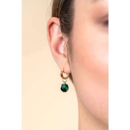 ZINZI GOLD ZINZI GOLD ZGCH144G 14krt geelgouden creoolhangers, groene facet bol, 8mm