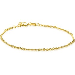 ZGA500 ZINZI GOLD 14krt geelgouden ankerarmband met bewerkte staafjes, 17-19 cm