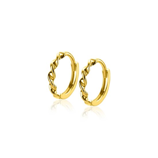 ZINZI GOLD ZGO525 ZINZI GOLD 14krt geelgouden klapcreolen, half gedraaide buis 13x2 mm