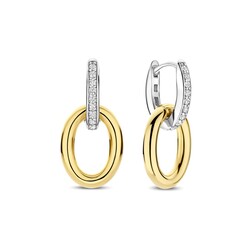 TI SENTO MILANO 78015ZY Zilver gerhodineerde ovale klapcreolen met zirconia's