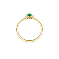 Blush BLUSH 1266YGA 14krt geelgouden ovale ring met groene steen rondom zirconia