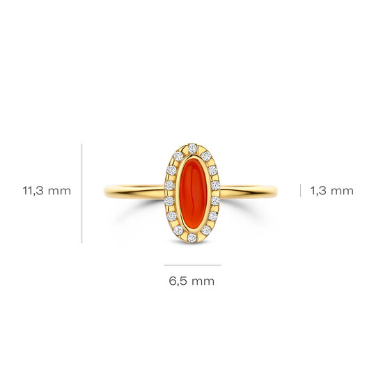 Blush BLUSH 1266YRA 14krt geelgouden ovale ring met oranje steen rondom zirconia