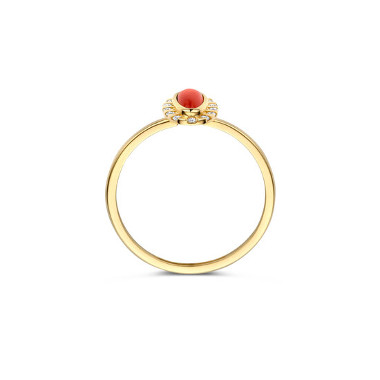 Blush BLUSH 1266YRA 14krt geelgouden ovale ring met oranje steen rondom zirconia