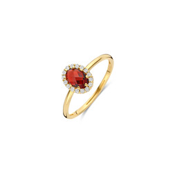 BLUSH 1271YGA 14krt geelgouden ring met rode steen rondom zirconia