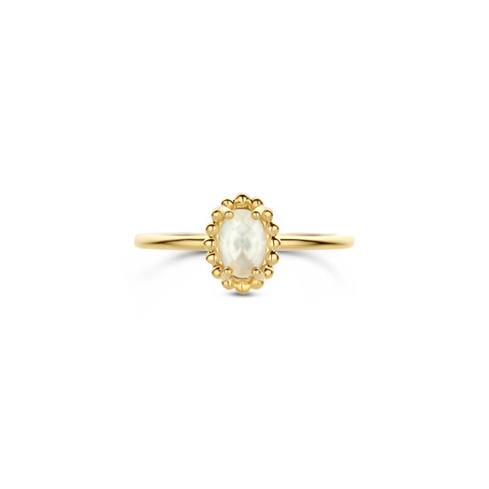 Blush BLUSH 1272YMQ 14krt geelgouden ring met maansteen rondom met pareldraadrand