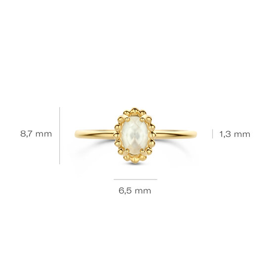 Blush BLUSH 1272YMQ 14krt geelgouden ring met maansteen rondom met pareldraadrand