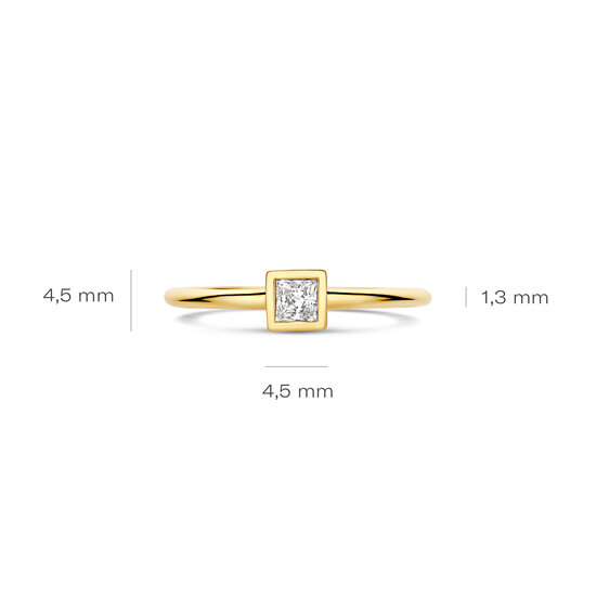 Blush BLUSH 1274YZI 14krt geelgoude ring met vierkante zirconia
