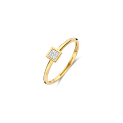 BLUSH 1274YZI 14krt geelgoude ring met vierkante zirconia