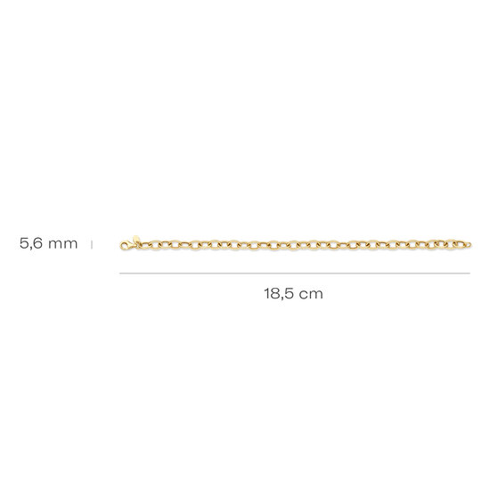 Blush BLUSH 2255YGO 14krt geelgouden ovale schakelarmband, deels getorsde schakels