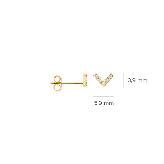 Blush BLUSH 7374YZI 14krt geelgouden oorknoppen v- vorm met zirconia