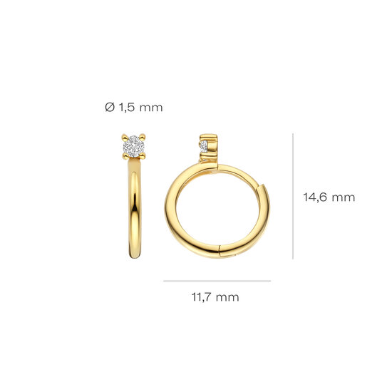 Blush BLUSH 7372YZI 14krt geelgouden creolen met 1 zirconia steentje