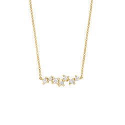 BLUSH 3191YZI 14krt geelgouden ankercollier met vaste hanger, 7x zirconia verspringend